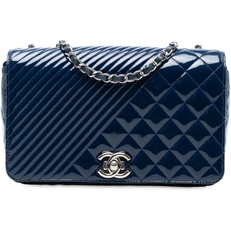 Chanel Sac à bandoulière Medium Patent Coco Boy Flap blau