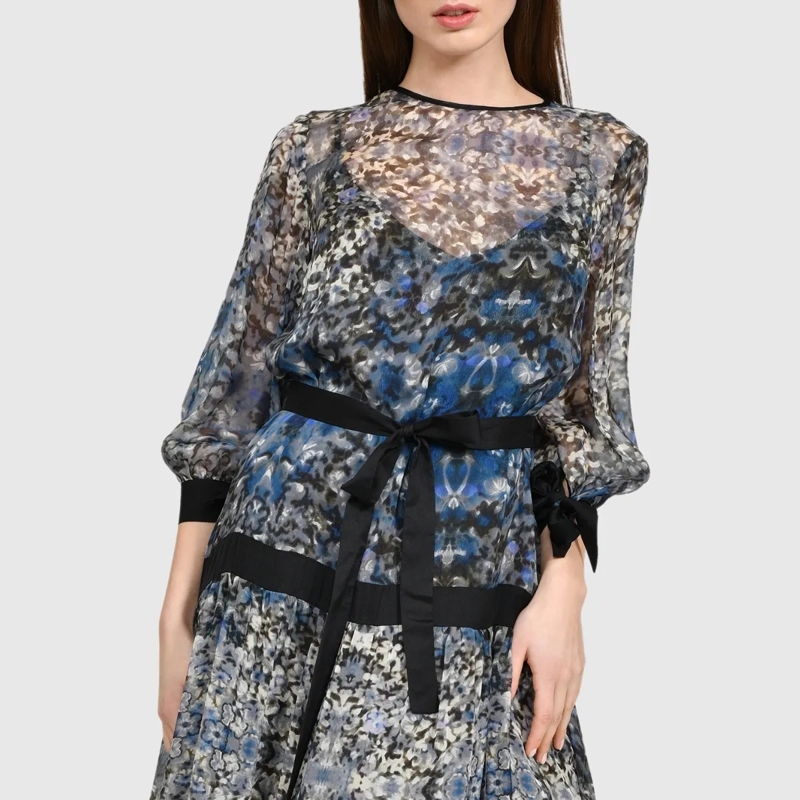 Helene Galwas Maxikleid Seidenkleid BENITA SEIDE blau(Image 4)