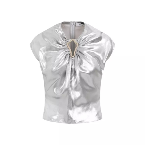 Lanvin Silver Draped Summer Top Silver 