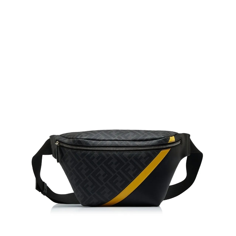 Fendi Schultertasche Zucca FF 1974 Diagonal Belt Bag schwarz