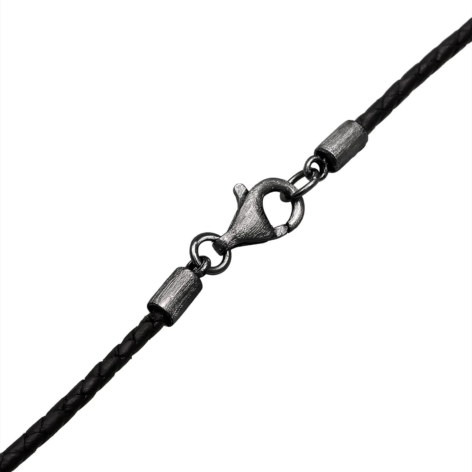 Thumbnail - Kuzzoi Halsketten - Halskette Herren Lederkette Stierkopf Oxidiert 925 - Gr. unisize - in Silber - für Damen