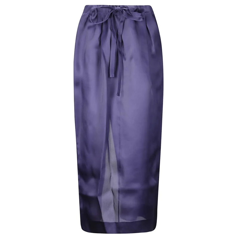 Khaite Minirok Semi-Transparent Silk Maxi Skirt With Deep Back Sl Blue
