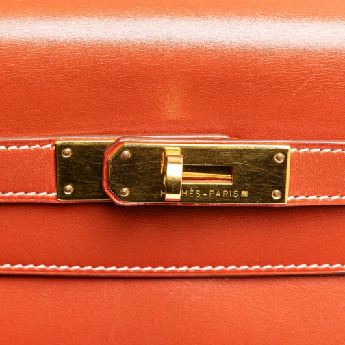 Hermès Tote 1995 Box Calf Kelly Retourne 32 rot (Image 10)