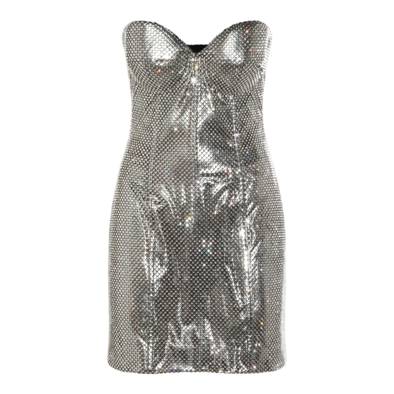 Dolce&Gabbana Minikleid Reflective Silver Mini Dress With Structured Bust Grey