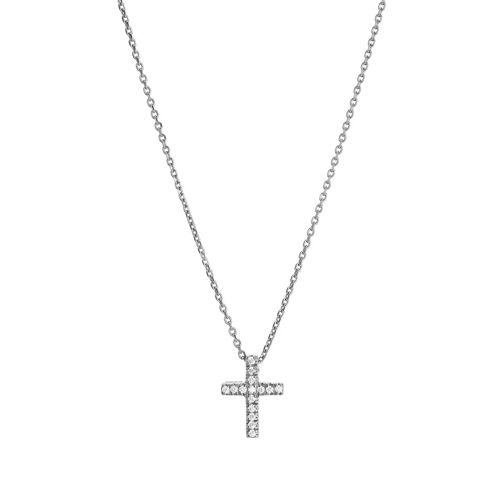 BELORO Necklace Cross Zirconia Silver Kort halsband
