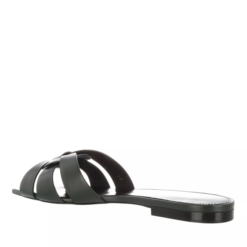 Saint Laurent Claquette Tribute Flat Sandals Leather Dark Green (Image 2)