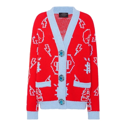 Philipp Plein Strickjacke Strickjacke Monogram rot