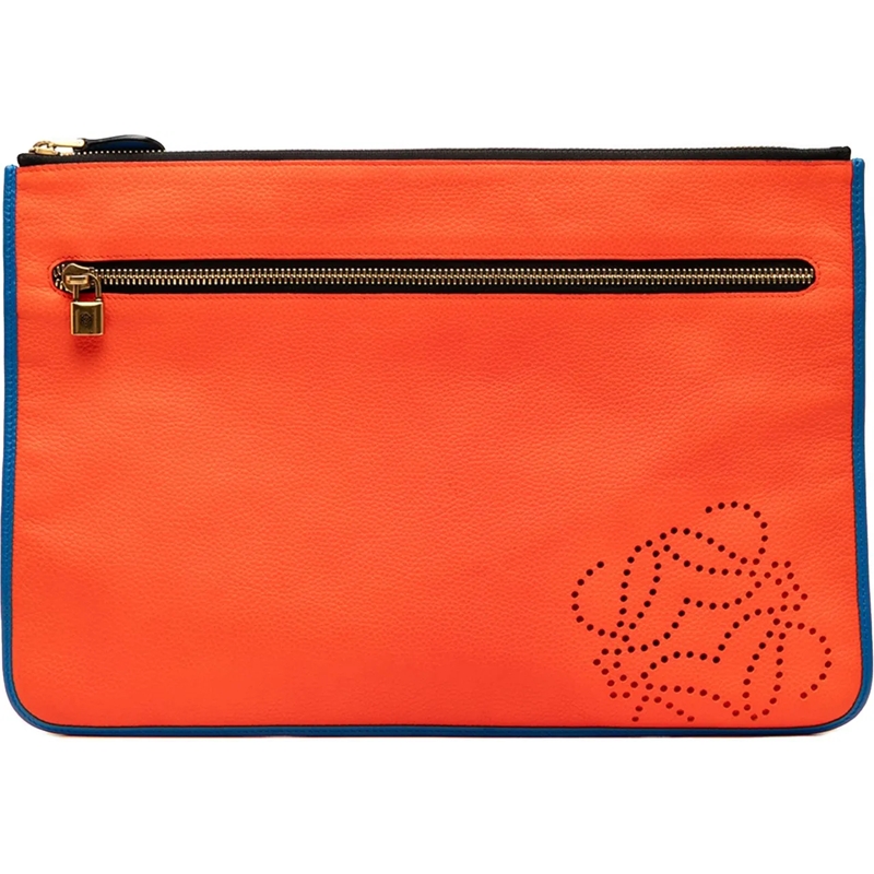 Loewe Pochette Multicolor Leather Anagram Clutch orange