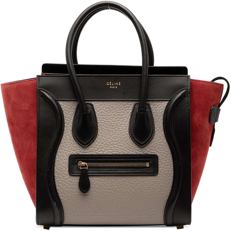 Celine Tote Micro Tricolor Leather Luggage Tote braun