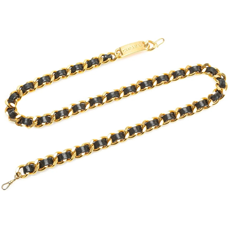 Chanel Ceinture en chaîne Gold Plated Medallion Leather Woven Chain Belt gold