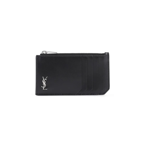 Saint Laurent Black Leather Wallet Black Portemonnee