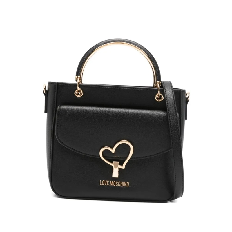 Love Moschino Schultertasche Structured Black Handbag With Gold Accents And Hea Black