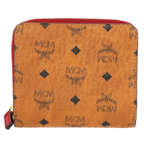 MCM Color Visetos Mini Zipped Wallet Cognac Ritsportemonnee