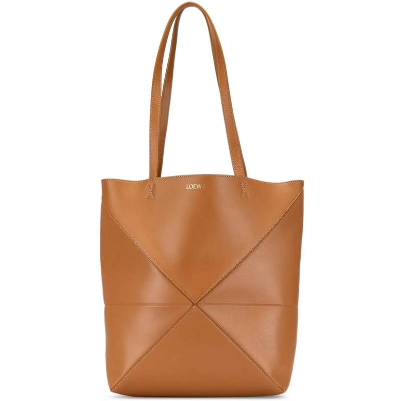 Loewe Sac à provisions Medium Shiny Calfskin Puzzle Fold Tote braun