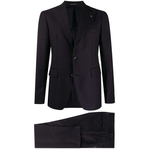 Tagliatore Combinaties van pakken Navy Blue Virgin Wool Dress Suit Black