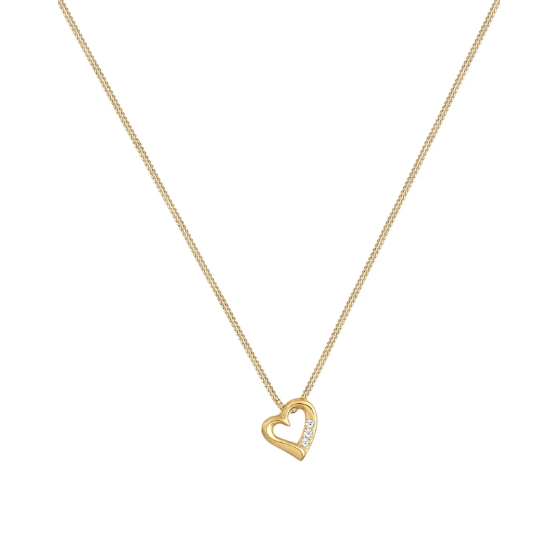Elli Mittellange Halskette Halskette Herz Liebe Diamant (0.045 ct.) 585 Gelbg weiss(Image 2)