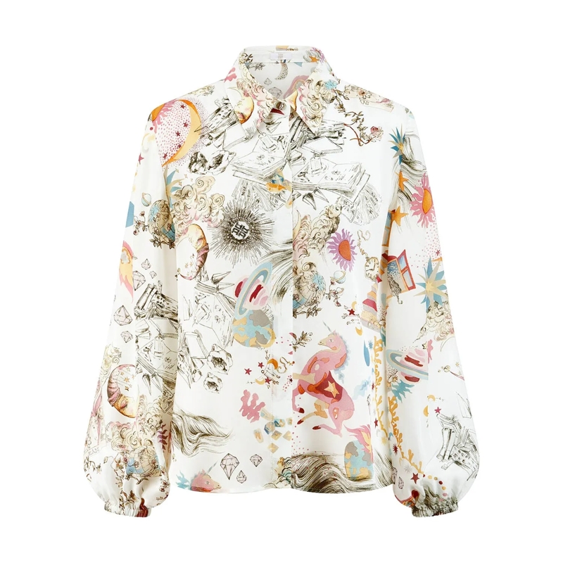 Riani Chemisier Bluse mit Print mehrfarbig