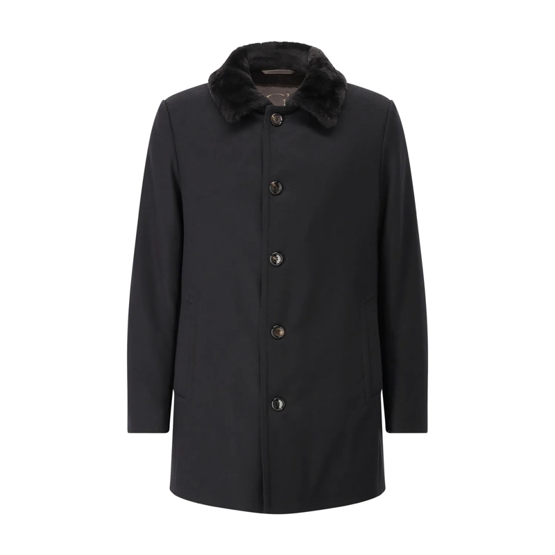 Gimo's Overgangsjas Wolljacke mit Pelzfutter blau