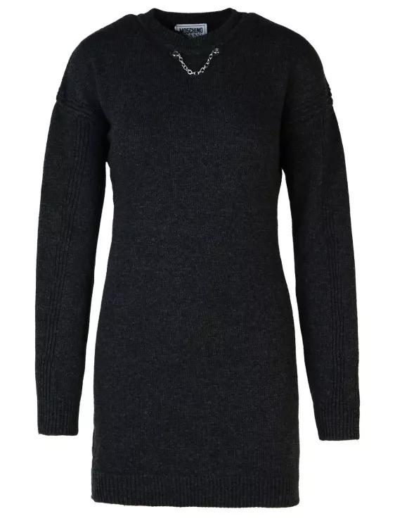 Moschino - Dark Grey Wool Blend Dress - Größe S - gray