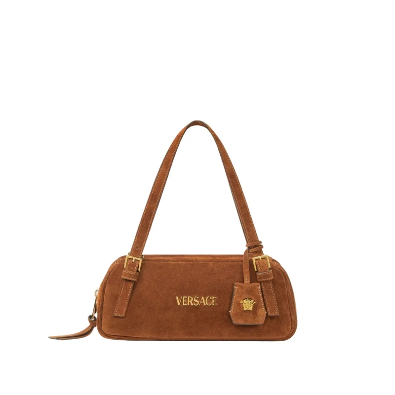 Versace Schultertasche Brown Suede Logo Bag Brown