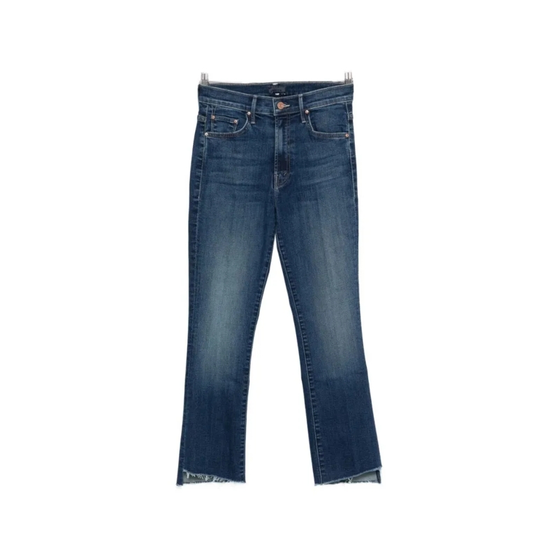 Mother Jeans Mid-Rise Straight-Leg Jeans With Frayed Hems Black