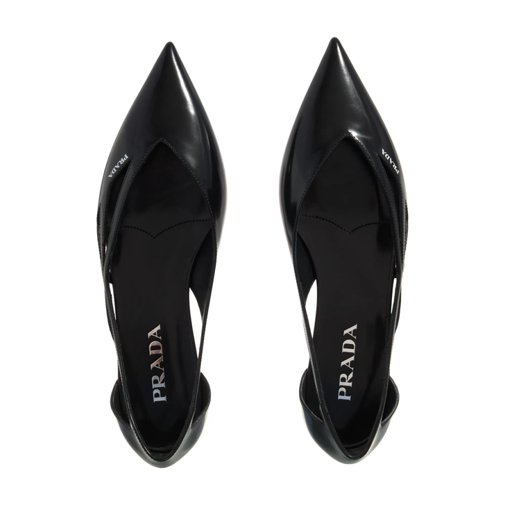 Prada Cut Out Leather Ballerinas Nero | Ballet Flats