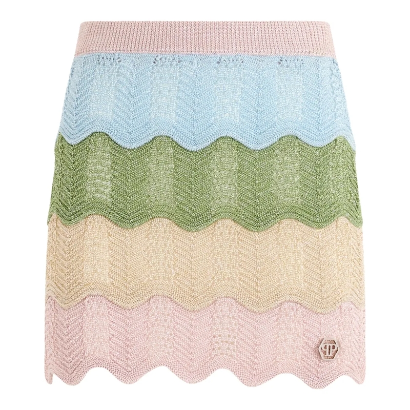 Philipp Plein Wollrock Mini Skirt Color Wave bunt