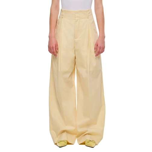 Bottega Veneta  Wide Silk And Cotton Trousers Neutrals