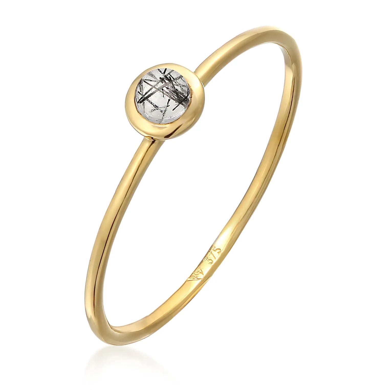 Elli Ringe - Ring Turmalin Solitär 375 Gelbgold - Gr. 52 MM - in Gold - für Damen