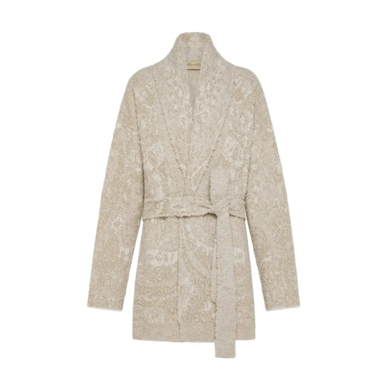 Momonì Vest Textured Knitwear Cardigan With Shawl Collar Neutrals