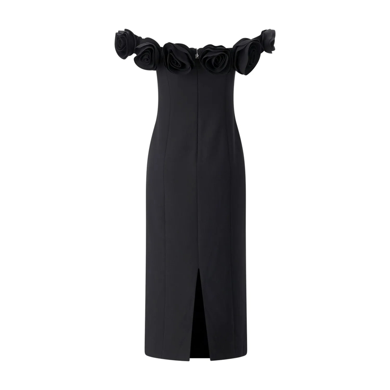 Rotate Maxikleid Midi Kleid aus Krepp schwarz(Image 3)