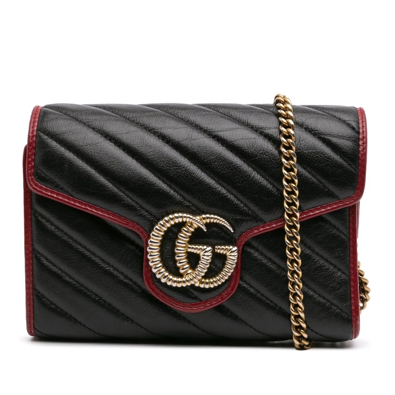 Gucci Sac à bandoulière GG Marmont Matelasse Leather Torchon Wallet On Cha schwarz