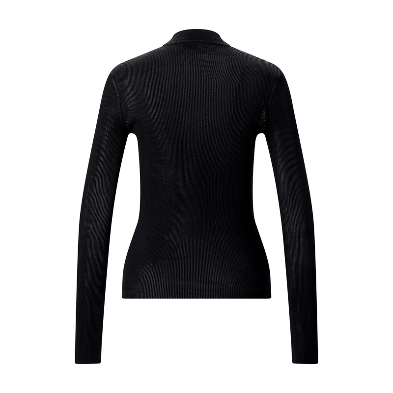 Saint Laurent T-Shirt Gerippter Pullover aus Seide schwarz(Image 2)