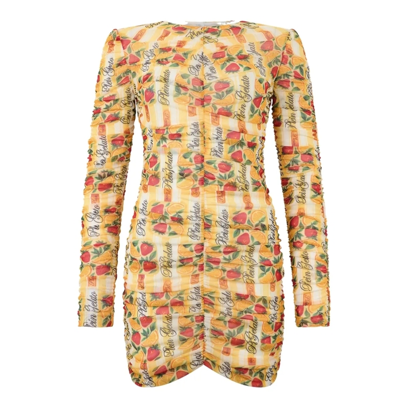Philipp Plein Minikleid Wrinkled Tulle Mini Dress Gelato gelb