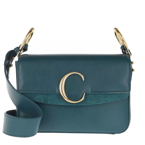 Chloé Double Carry Small Shoulder Bag Leather Navy Ink Crossbody Bag