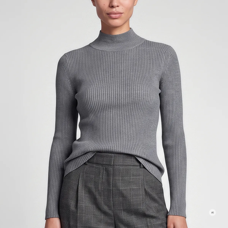 Marc Aurel Pullover Turtle-Pullover aus Sparkling Rippe grau(Image 3)