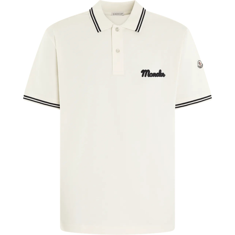 Moncler Polohemd Heren Embroidered Logo Polo Wit weiß