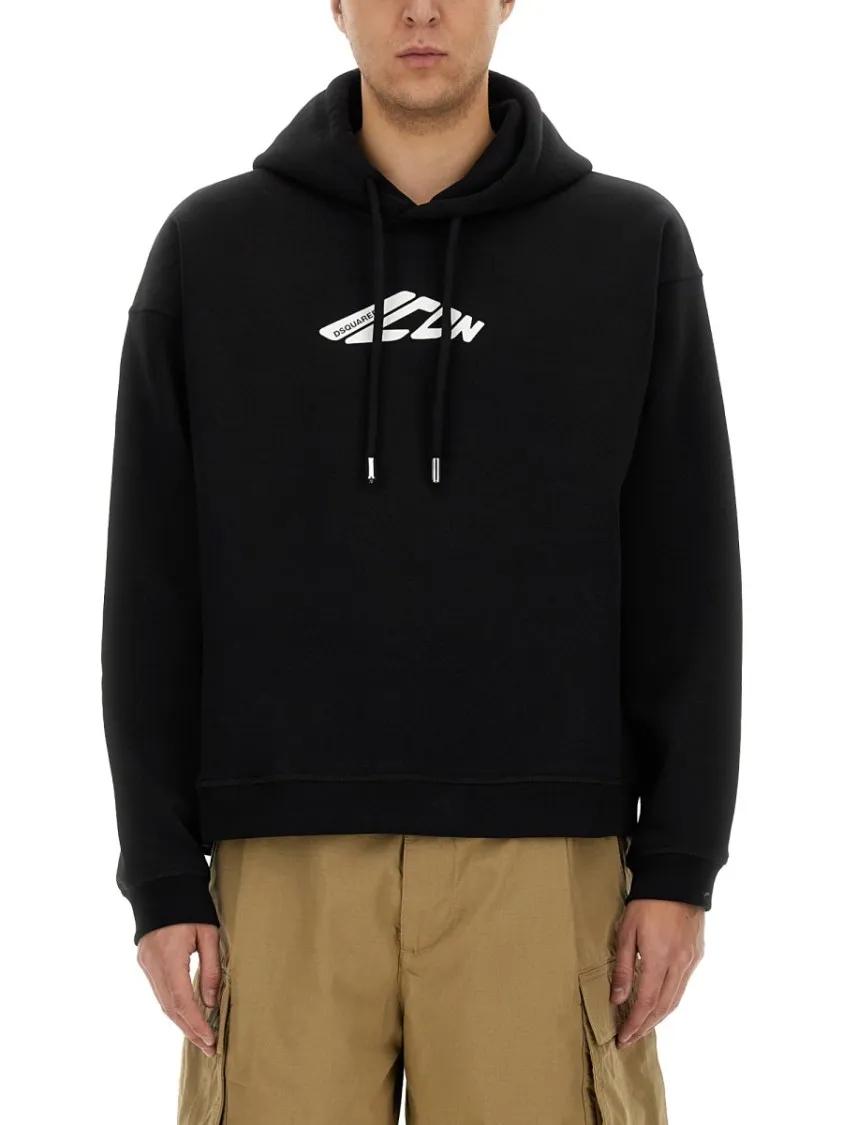 Thumbnail - Dsquared2 - Cropped Sweatshirt With Bold Logo Print - Größe XL - schwarz