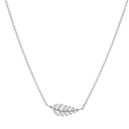 Fossil Elliott Leaves Sterling  Station Necklace Silver Kort halsband
