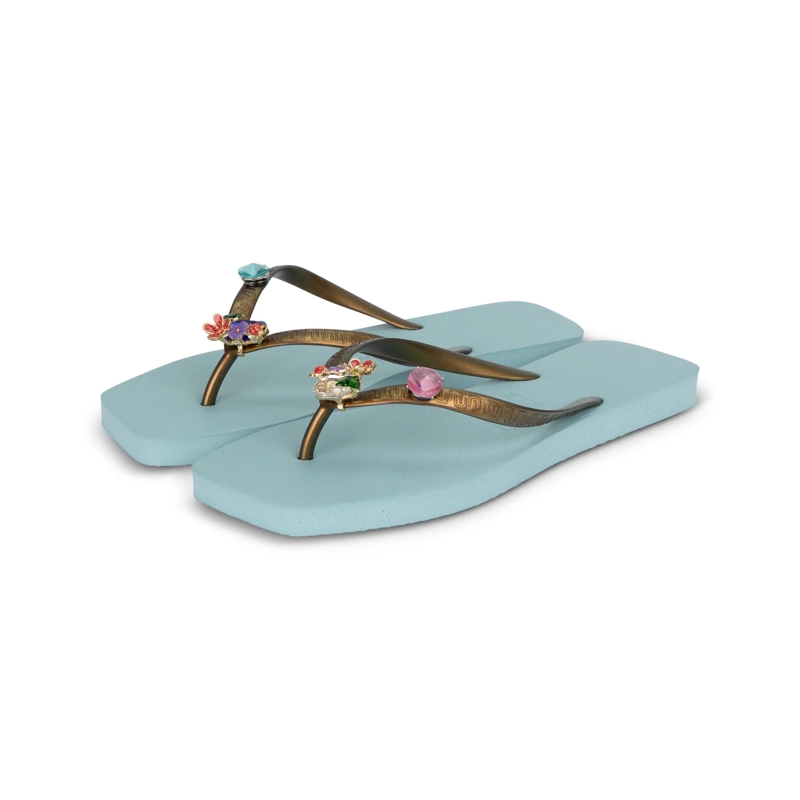UZURII Flip Flops flip flop Flore Square ocean(Image 3)