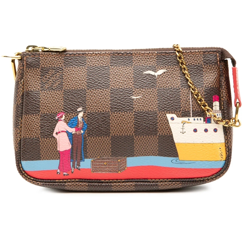 Louis Vuitton Fourre-tout Damier Ebene Transatlantic Cruises Mini Pochette A braun