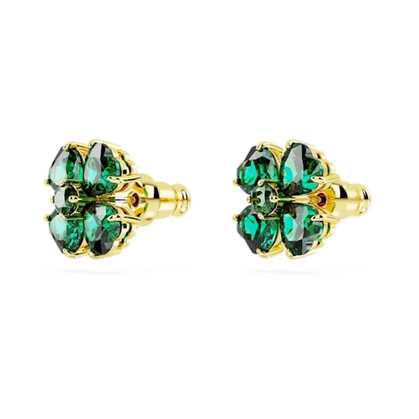 Thumbnail - Swarovski Ohrringe - Idyllia stud earrings, Clover, Gold-tone plated - Gr. unisize - in Grün - für Damen