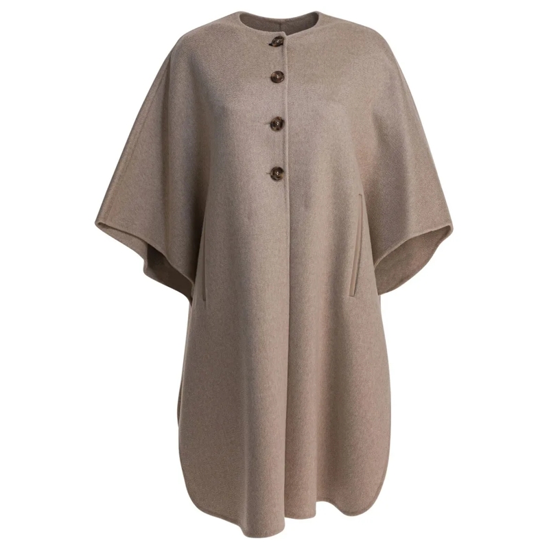 Max Mara Cape Cashmere Midi Cape With Ample Volume Grey