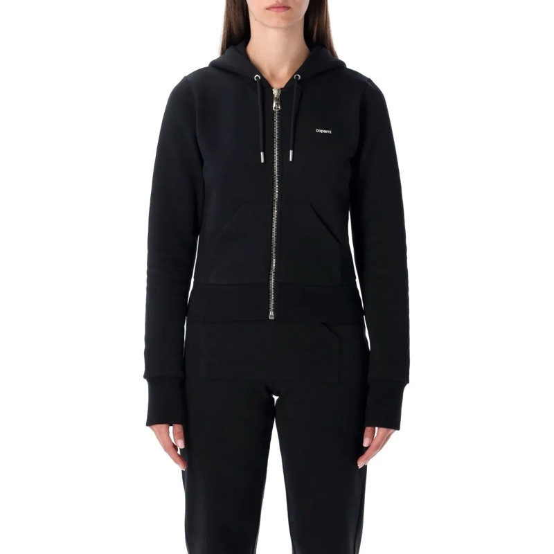 Coperni  Fitted Zip-Up Grey Organic Cotton Hoodie Black