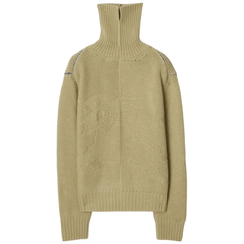Burberry Trui met col Cashmere Knit Sweater Green