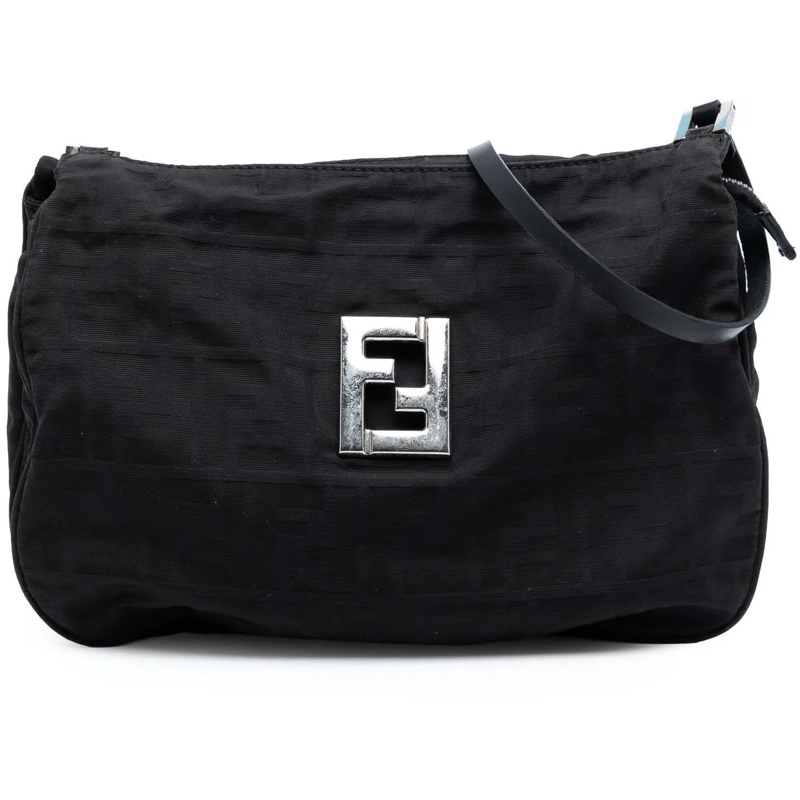 Fendi Schultertasche Zucca Canvas Shoulder Bag schwarz