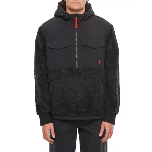Polo Ralph Lauren Mixed Sherpa Fleece Half Zip Jacket Black 