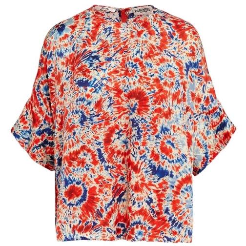 Essentiel Antwerp T-Shirts Top orange Fleurs bleu viscose manches courtes Gun blau