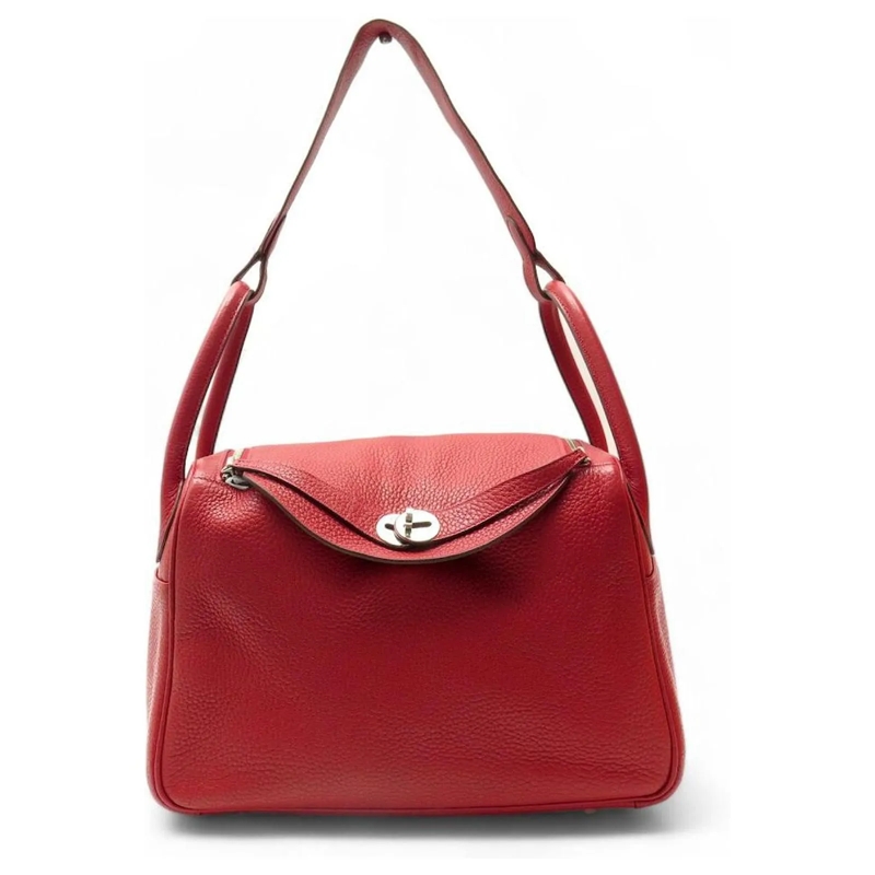 Hermès Crossbody Bag HERMES LINDY 30 HANDTASCHE AUS CLEMENCE-LEDER ROT  rot