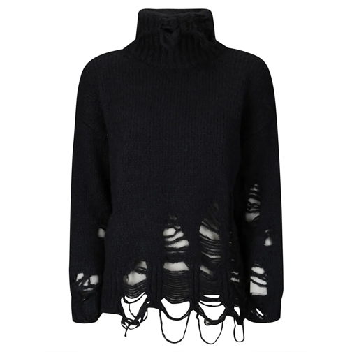 LUSSI Rollkragenpullover High Neck Silk Sweater Black